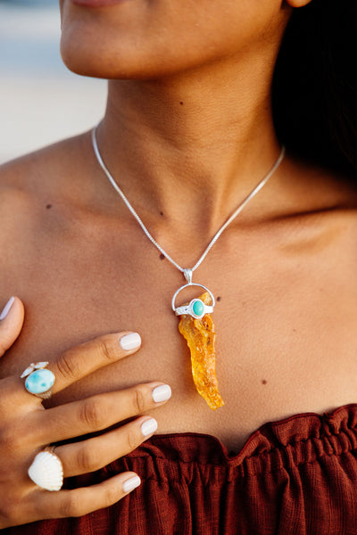 Brisingamen Amber Turquoise Pendant