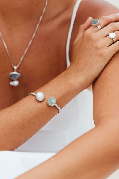 Sea Queen Aqua Marine and Pearl Bracelet