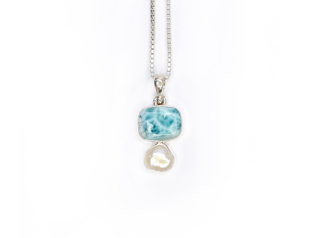 Goddess Larimar and Pearl Pendant