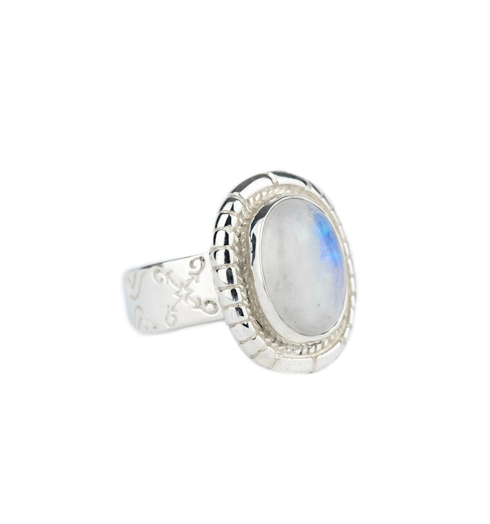 Pleiades Rainbow Moonstone Ring
