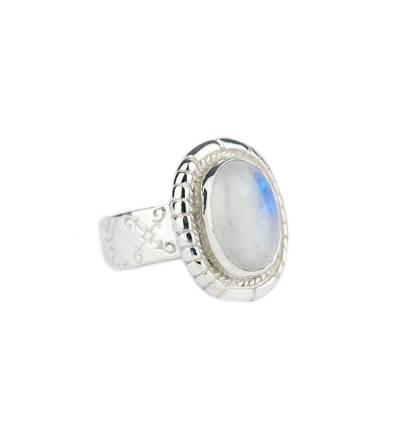 Pleiades Rainbow Moonstone Ring