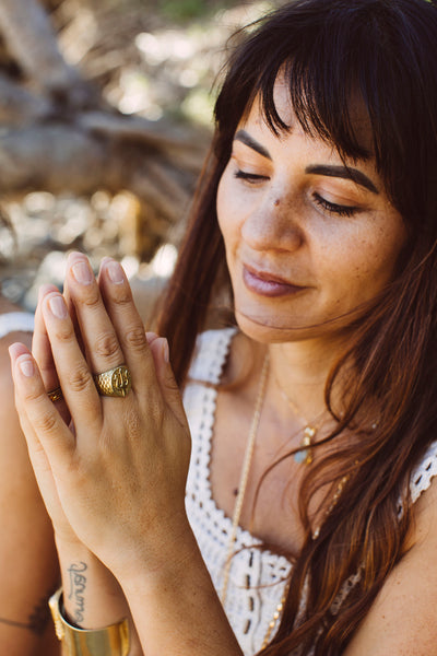 Brass Trident Ring Unisex