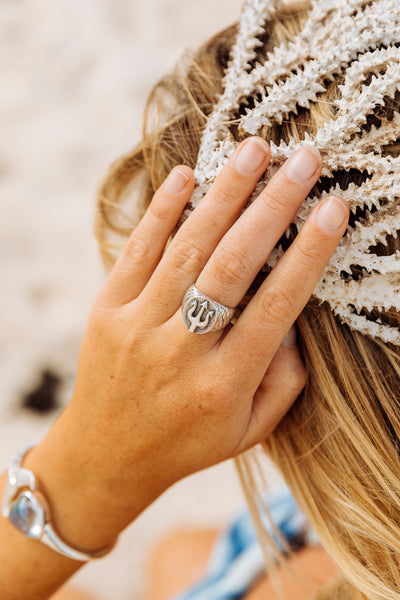 Trident Ring Unisex Sterling Silver