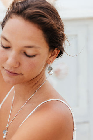 Clarity Aqua Marine and Pearl Earrings