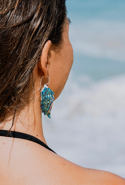 Osprey Odyssey Abalone Wing Earrings 925 Sterling Silver