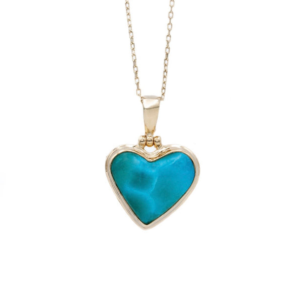 True Love Larimar Heart Pendant 18 karat gold