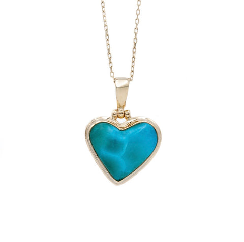 True Love Larimar Heart Pendant 18 karat gold