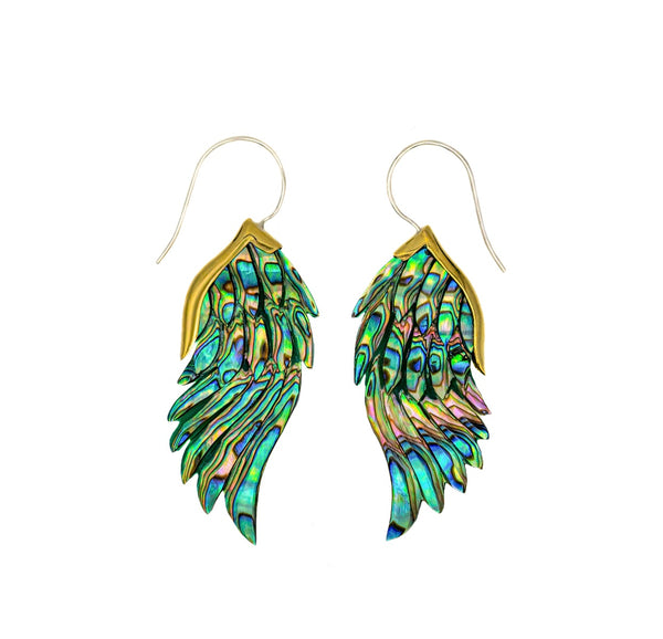 Osprey Odyssey Abalone Wing Earrings Brass