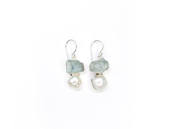 Clarity Aqua Marine and Pearl Earrings
