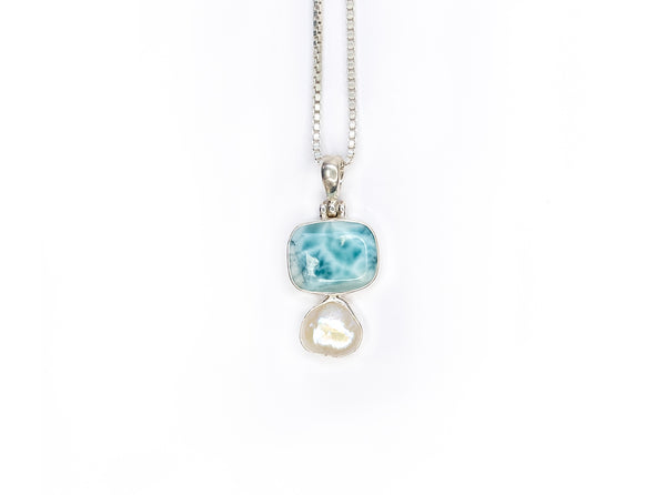 Goddess Larimar and Pearl Pendant