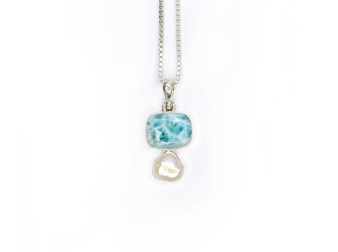 Goddess Larimar and Pearl Pendant