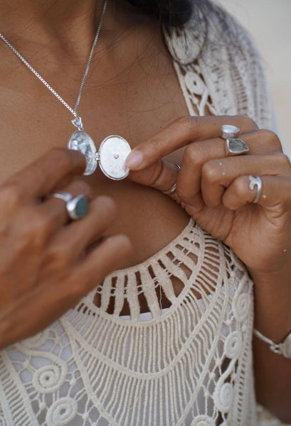 Ocean Goddess Silver Locket with 90cm Neptune Chain