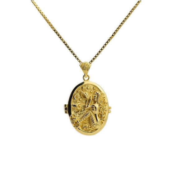 Ocean Goddess Locket 18 Karat Gold with 50cm Chain