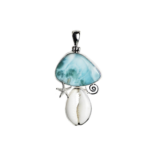 Atlantis Cowrie Larimar Pendant